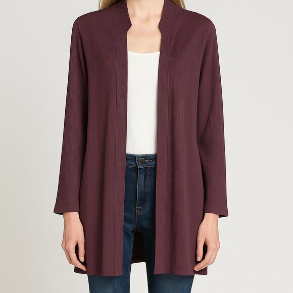 Eileen Fisher Jacket Blazer Size Medium Silk Blend Purple Corpcore Quiet Luxury - Picture 1 of 11